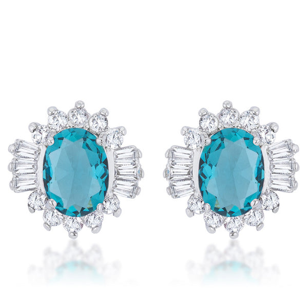 Chrisalee 3.3ct Aqua CZ Rhodium Classic Stud Earrings