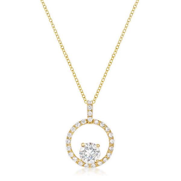 Goldtone Halo Elegance Pendant