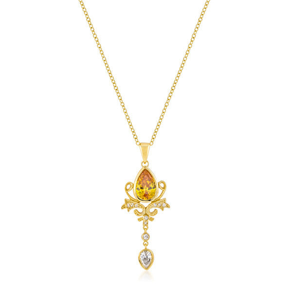 Golden Elegant Teardrop Crest Pendant